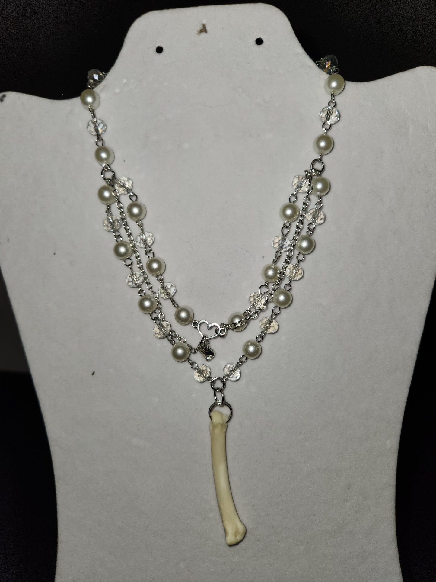 Pearls Coyote Paw Bone Necklace